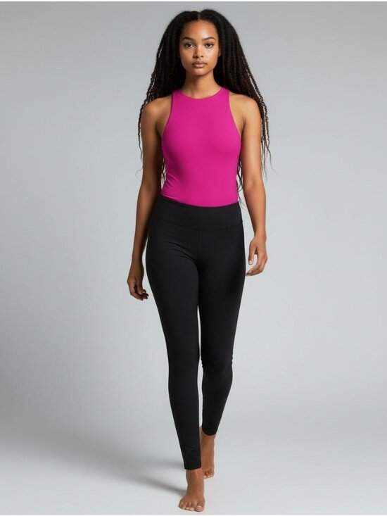 Misguided Tops - Misguided Pink High Neck Tank Bodysuit Snap Closure Stretch Size S
